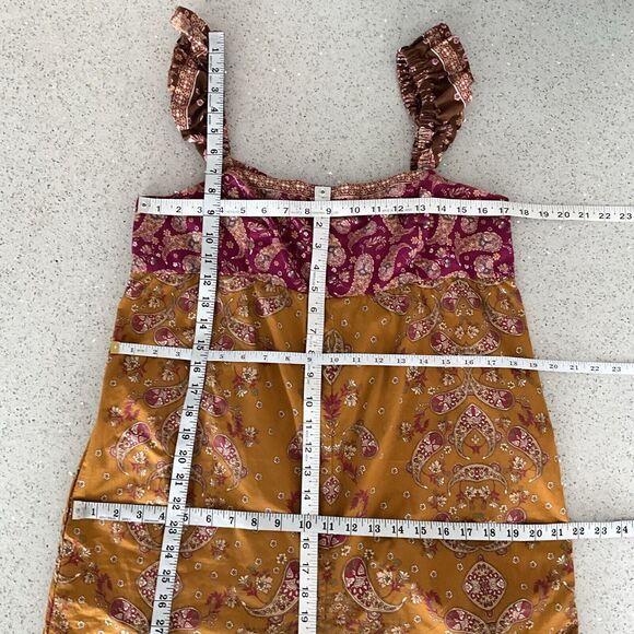 New Free People Bali Albright Boho Paisley Jumpsuit In Gold Combo M - Picture 11 of 16